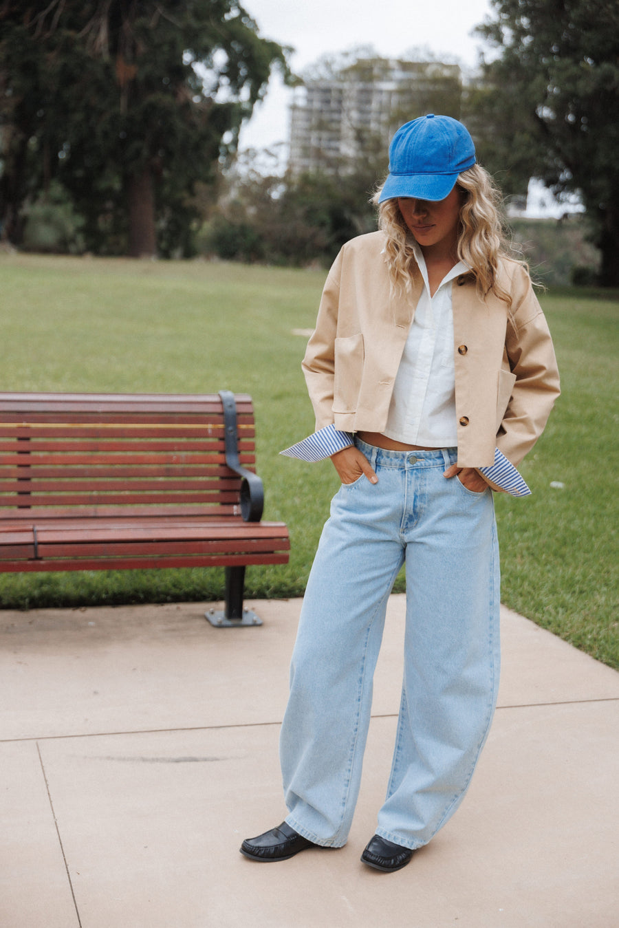 Mattie Cropped Trucker Jacket - Taupe