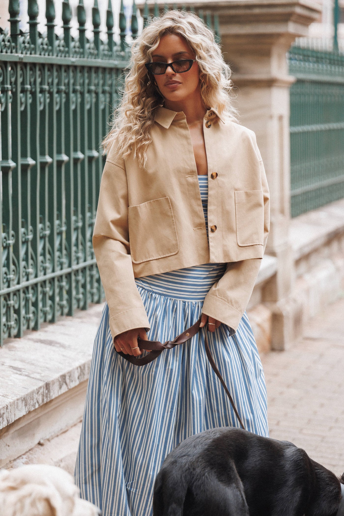 Mattie Cropped Trucker Jacket - Taupe