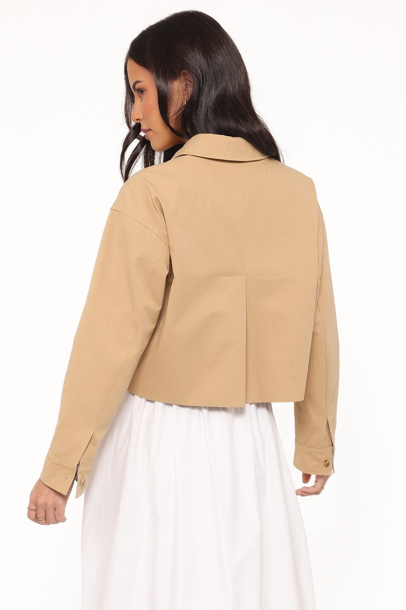 Mattie Cropped Trucker Jacket - Taupe