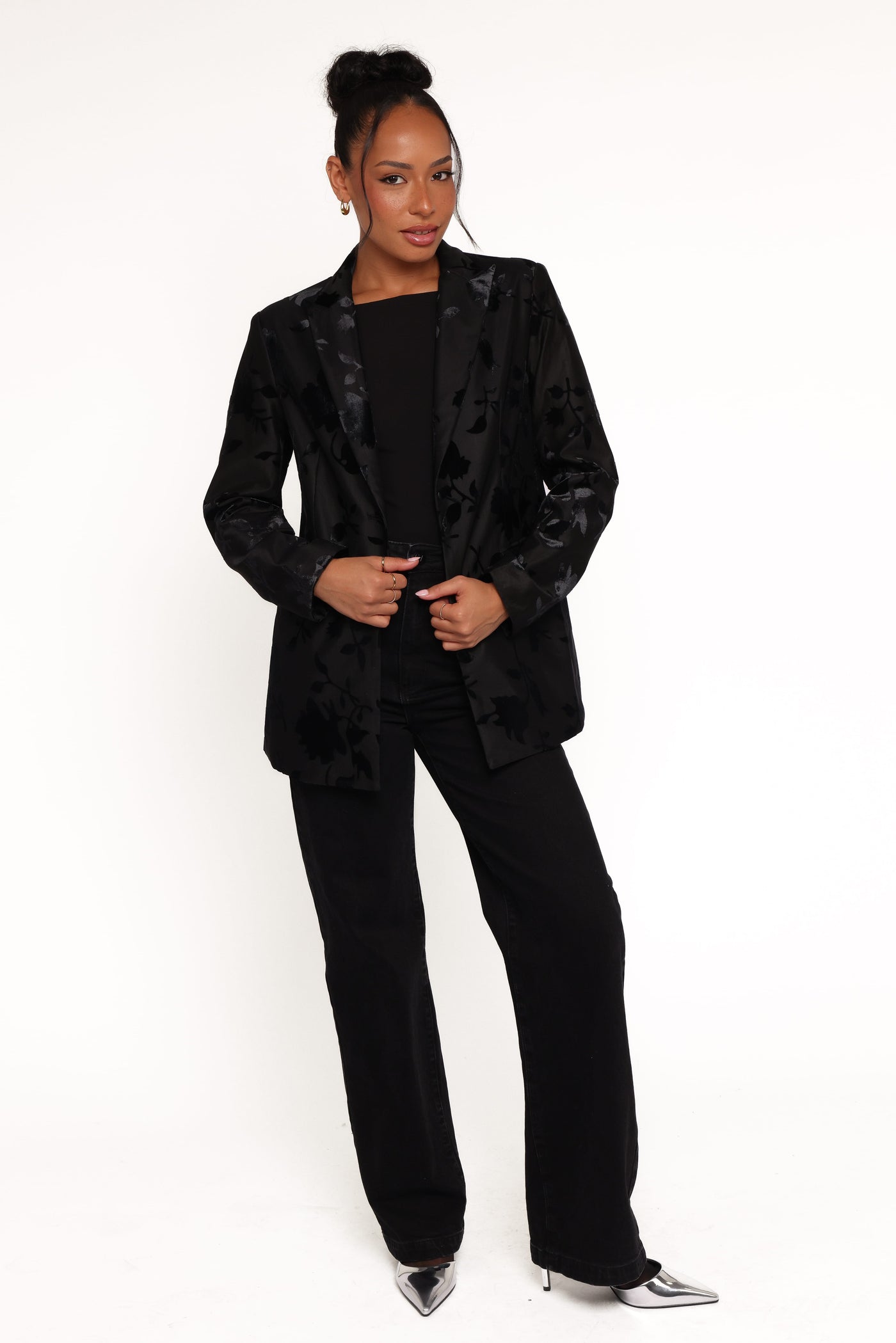Ollie Burnout Blazer - Black Velvet