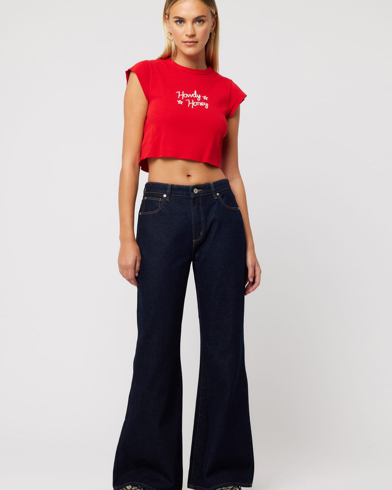 Abrand 90s Rib Cut Off Tee - Red