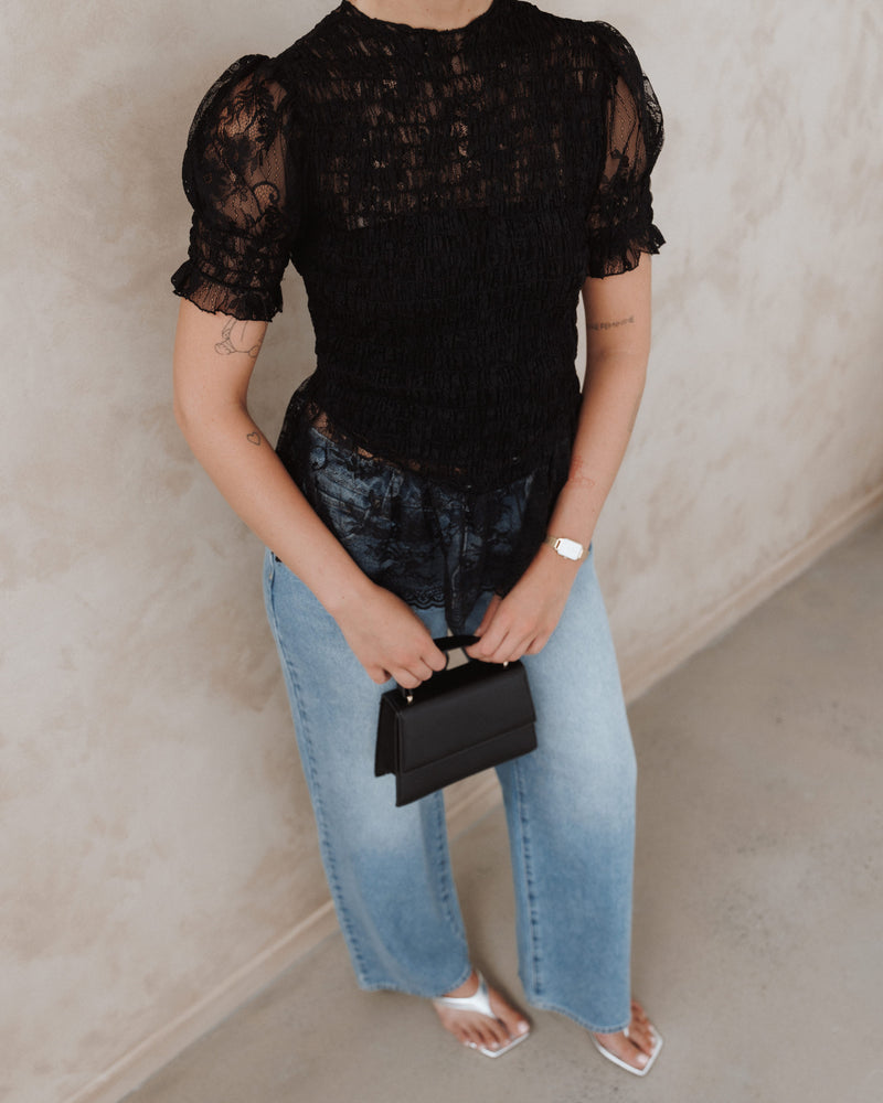 Adeline Peplum Top - Black