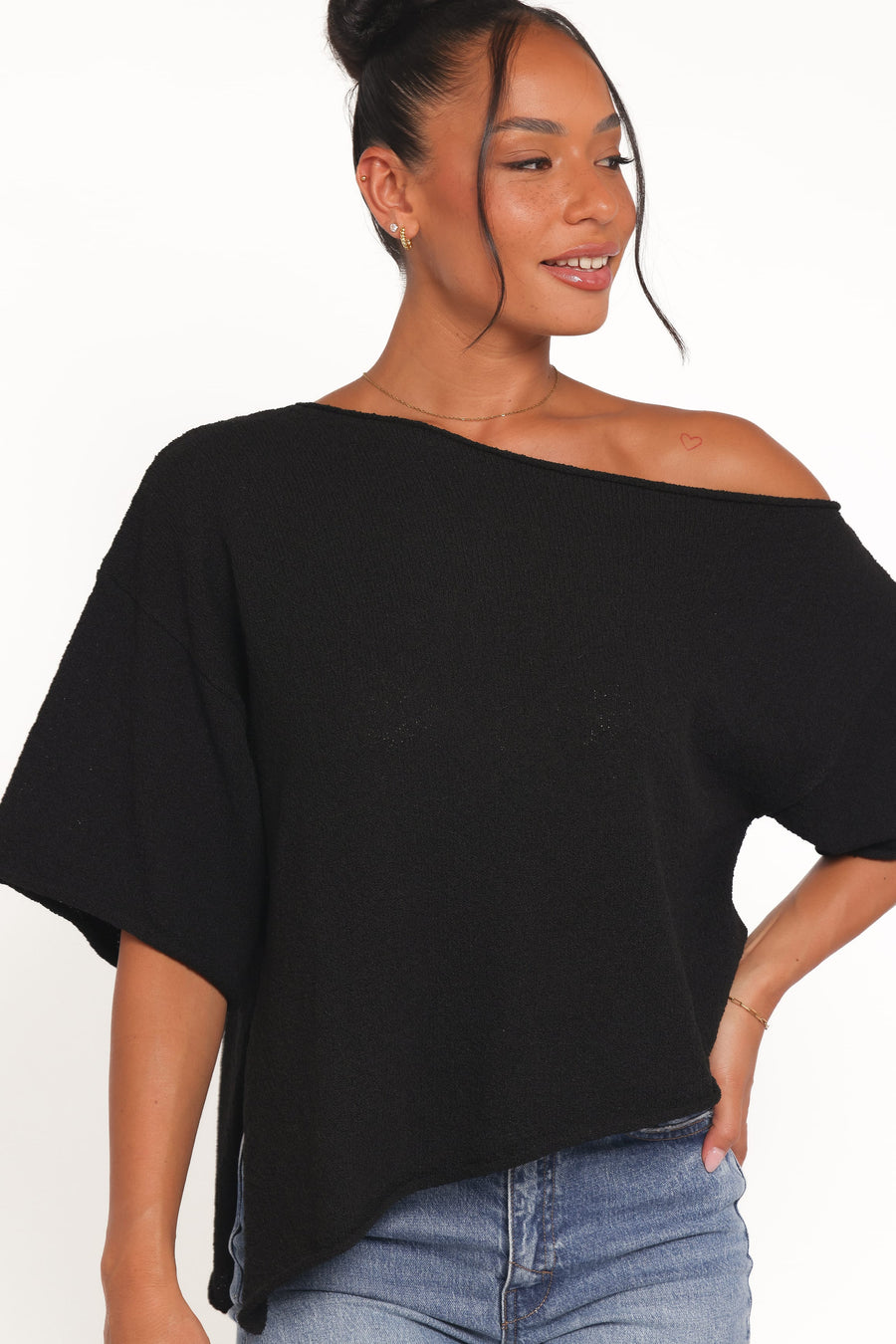 Ardena Boucle Knit Top - Black