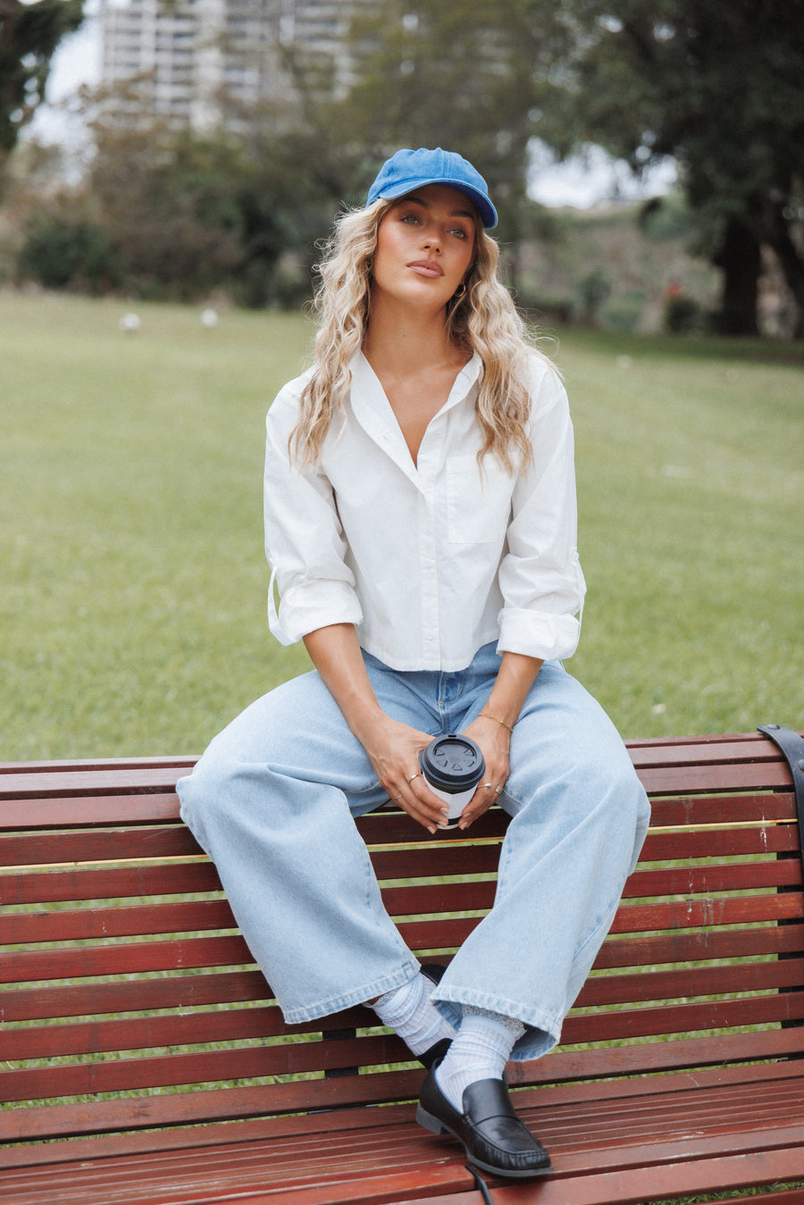 Bronagh Cropped Button Up Shirt - White