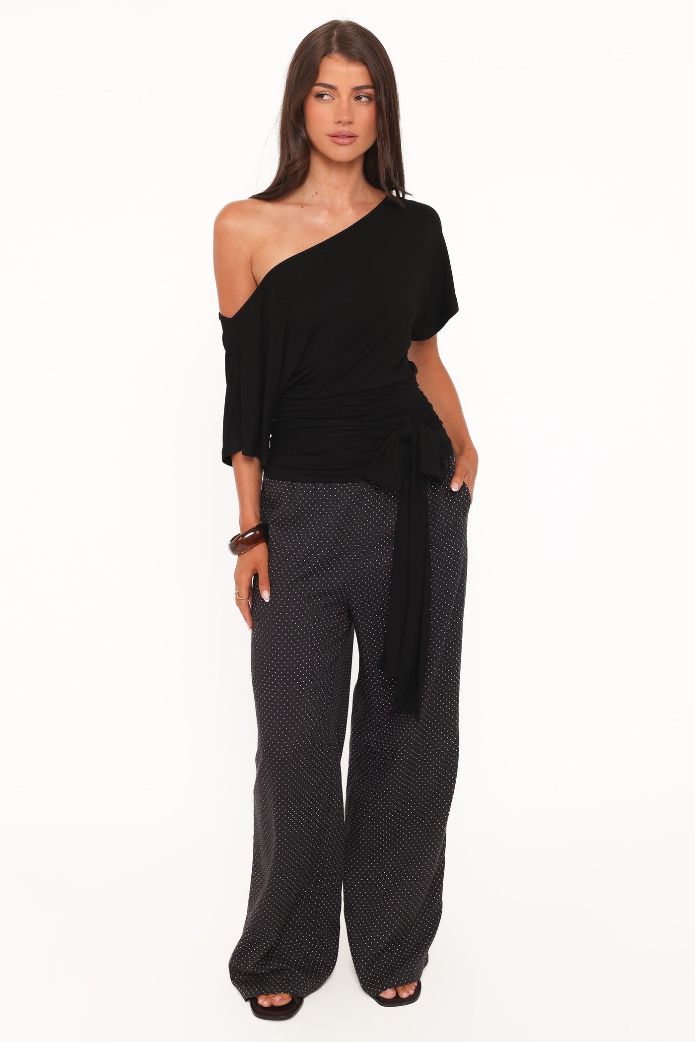 Clarke Off The Shoulder Tie Top - Black