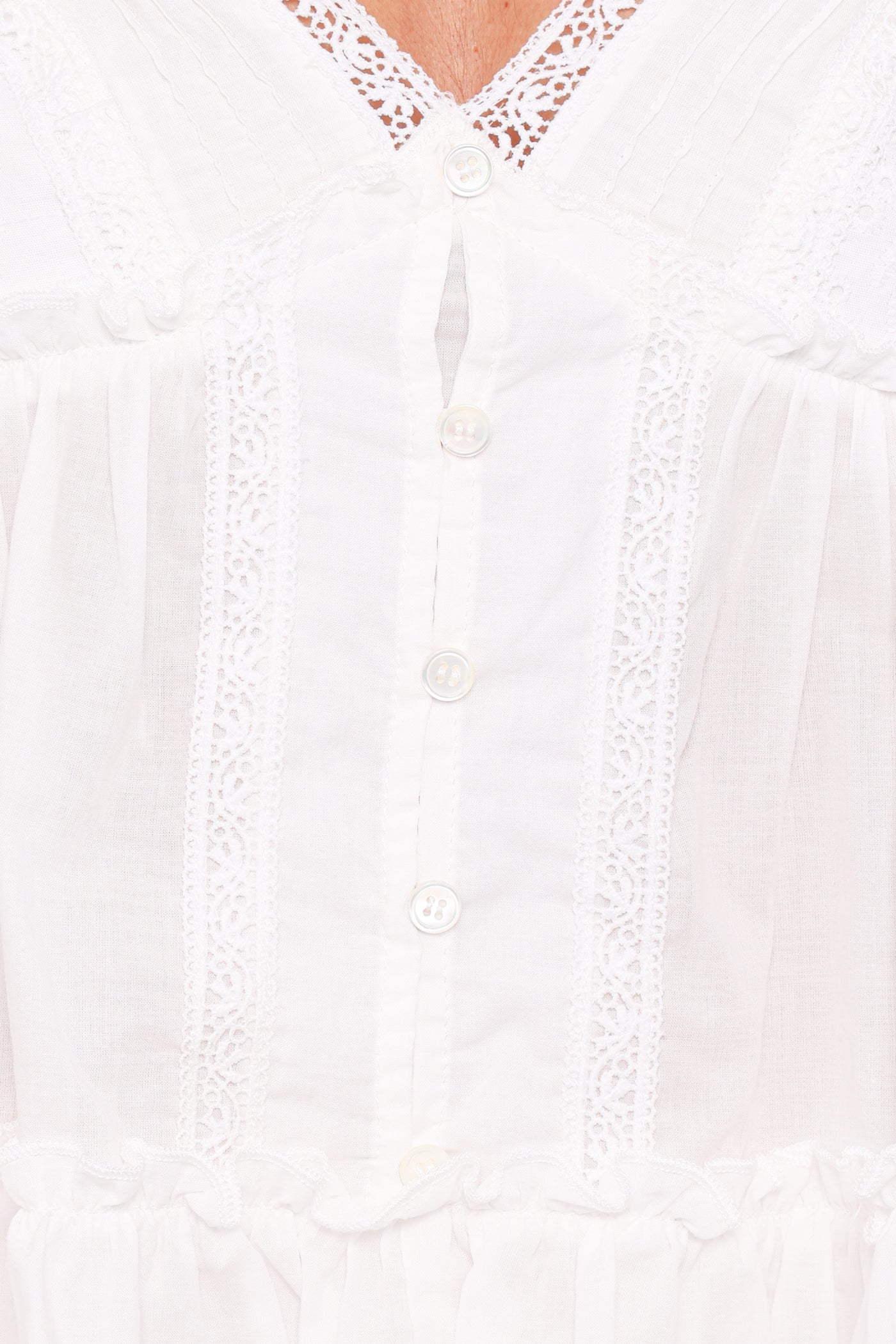 Daisy Cap Sleeve Top - White Broderie