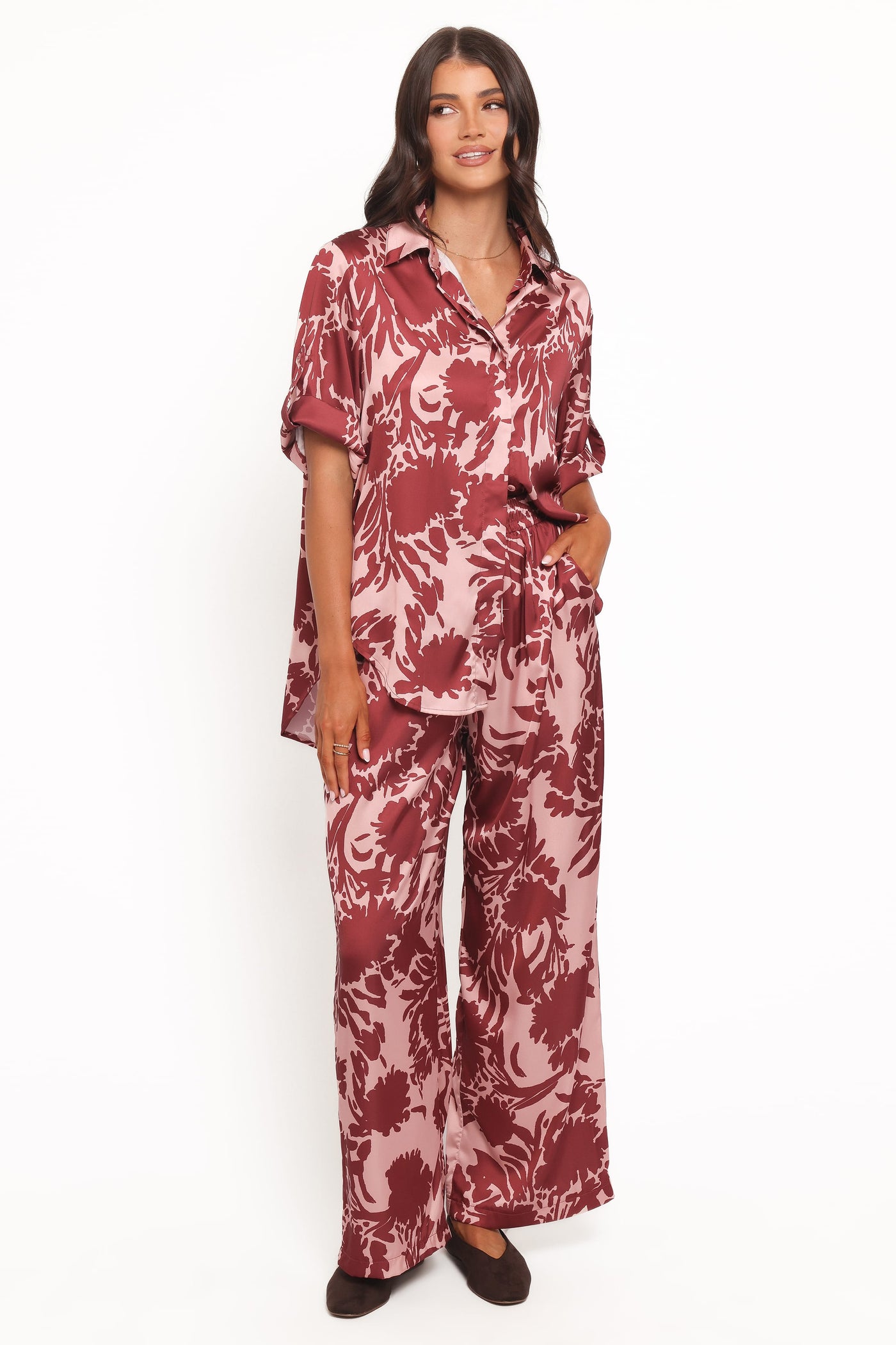 Elysia Shirt - Pink Burgundy