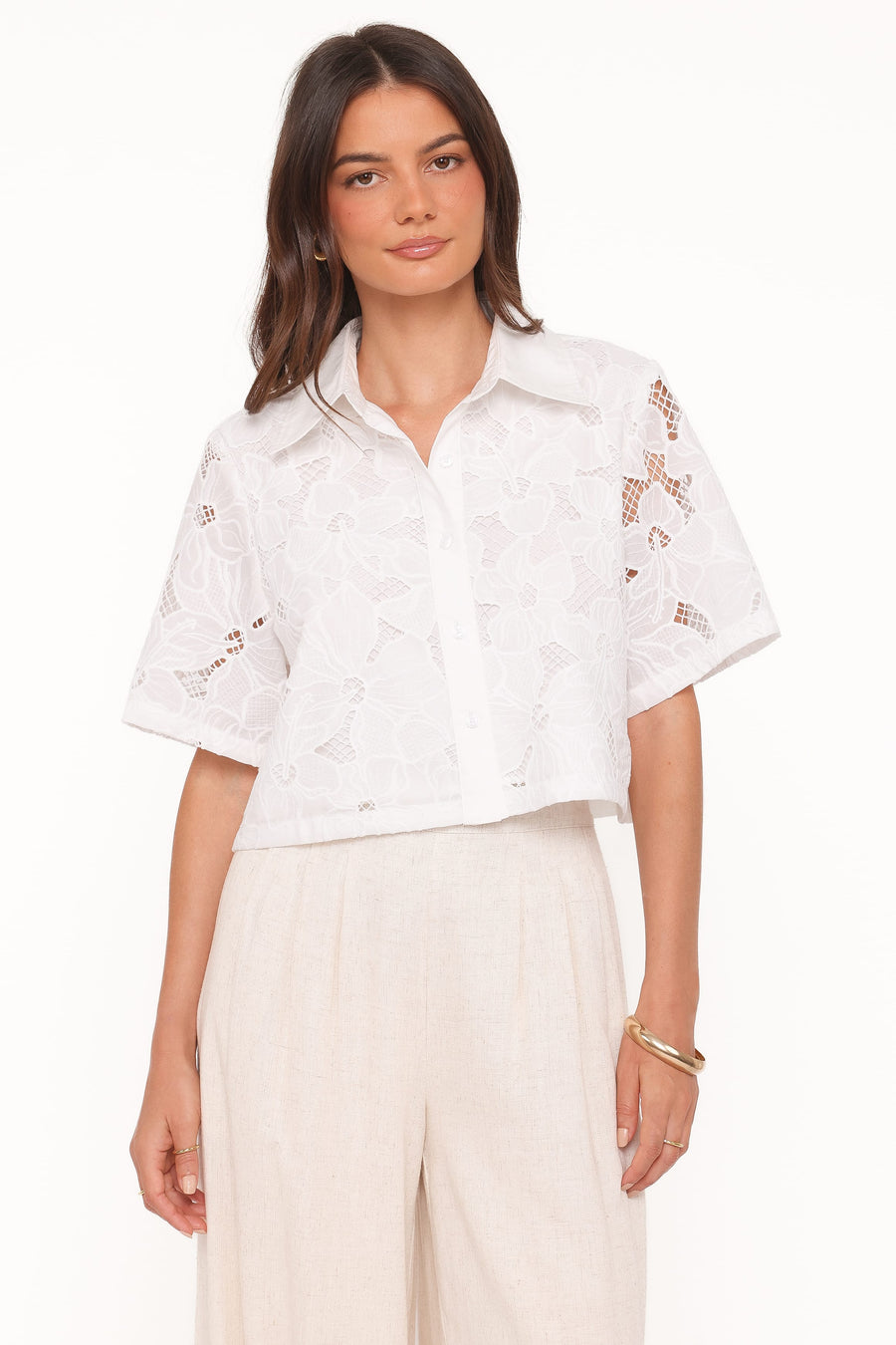 Fidelma Cropped Shirt - White
