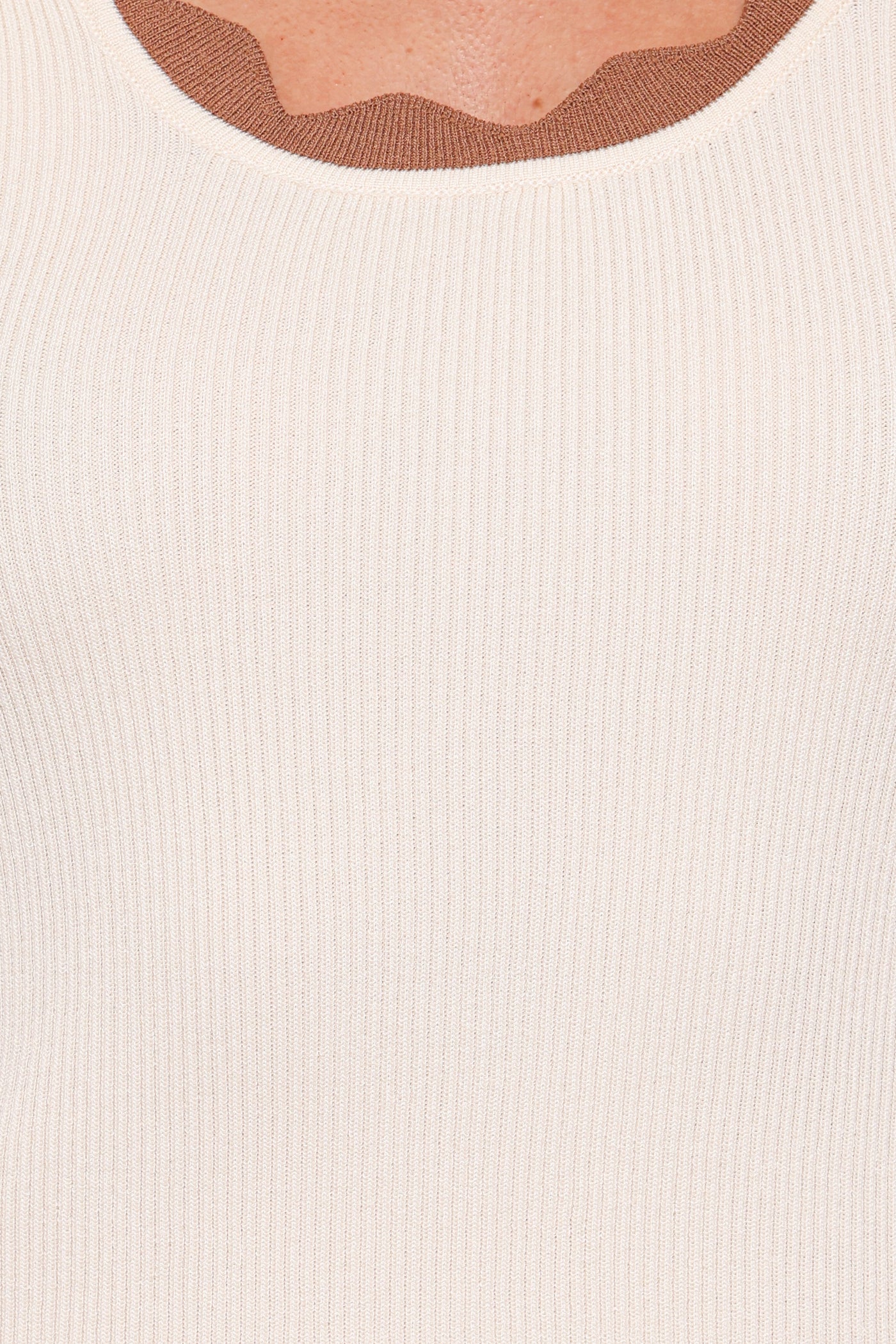 Johnson Scalloped Trim Tank - Cream Brown