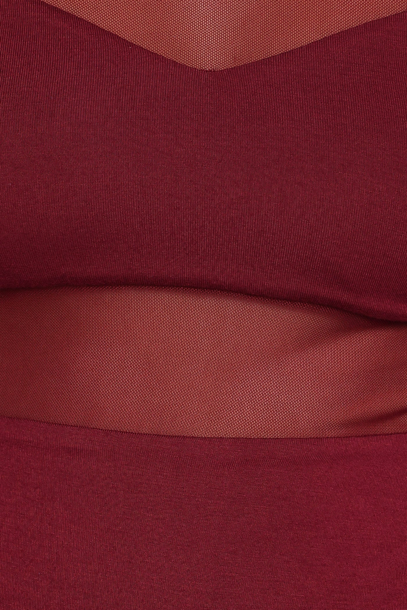 Kingsley Mesh Long Sleeve Bodysuit - Merlot