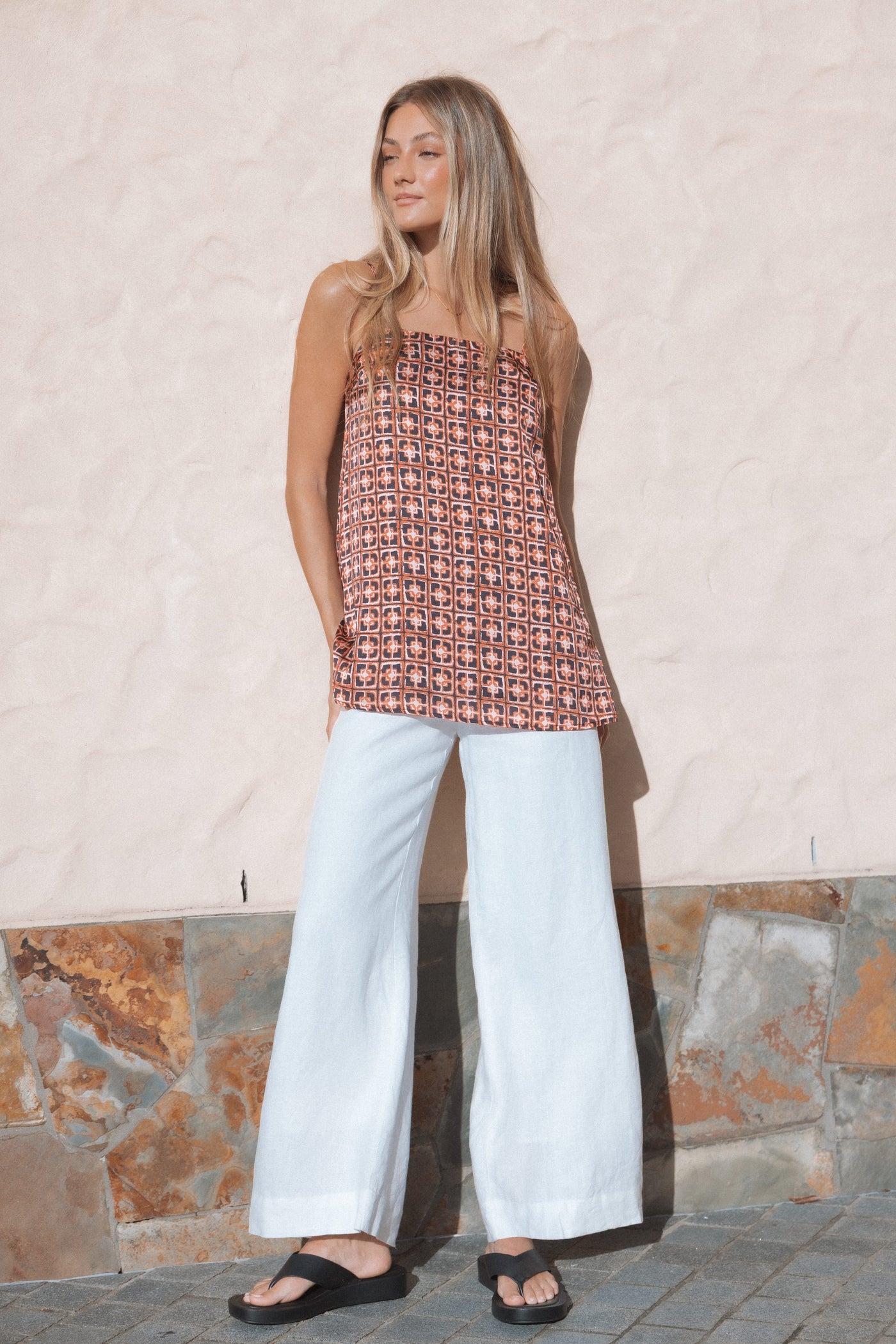 Lexi Top - Red Geometric
