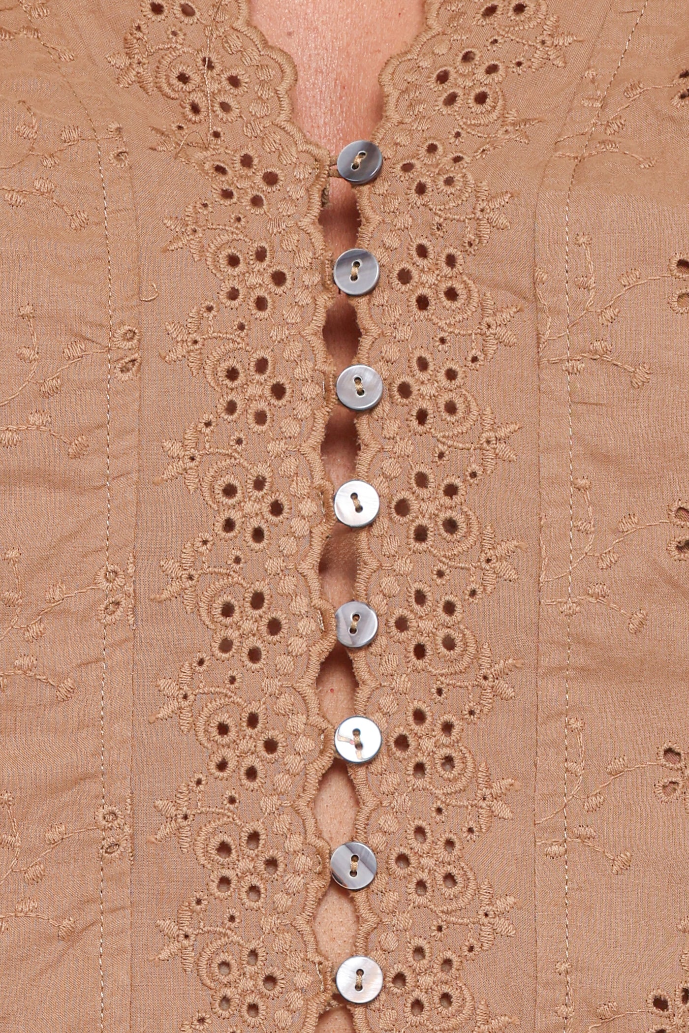 Lorraine Eyelet Top - Brown