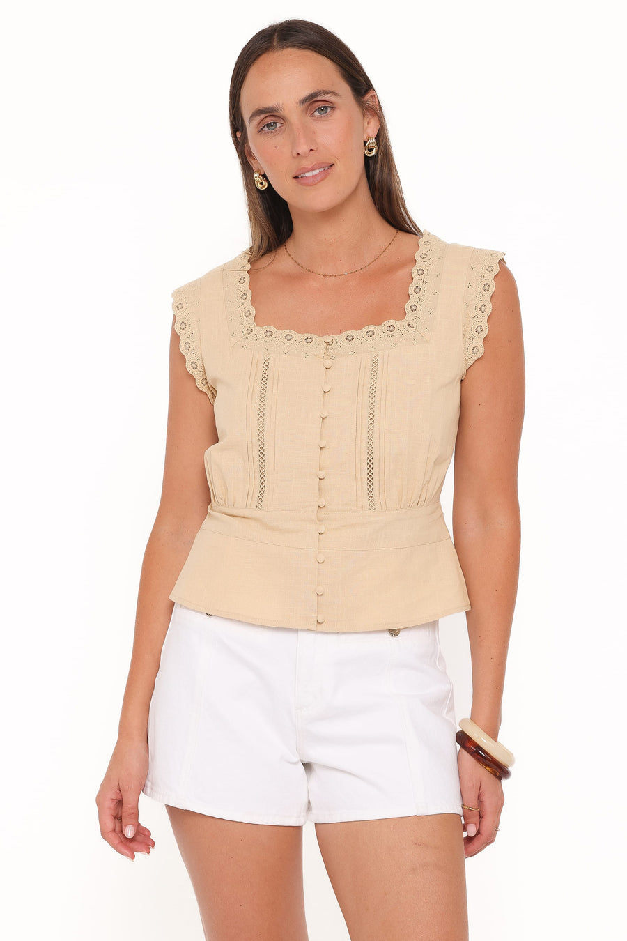 Luke Button Top - Khaki
