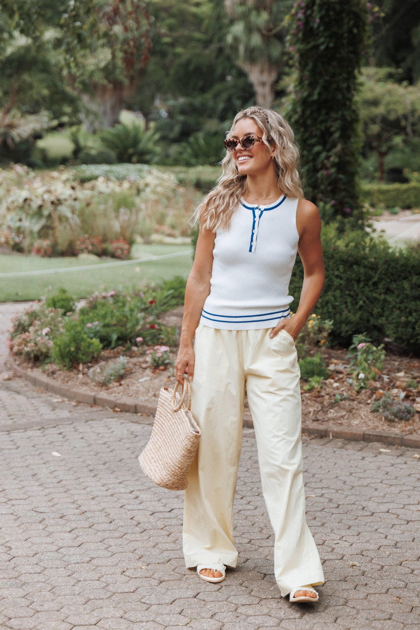 Marion Henley Knitted Tank Top - White
