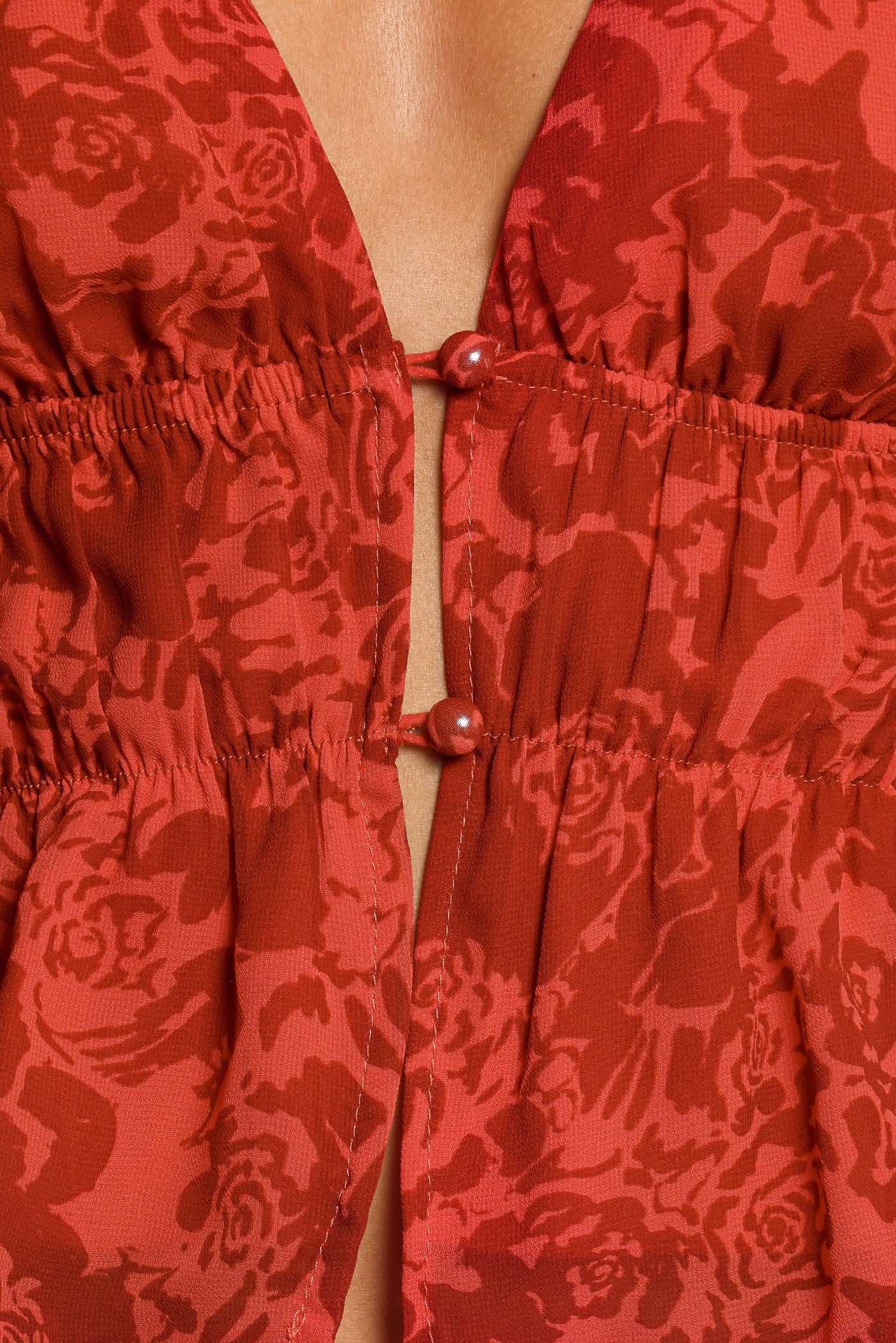 Monica Long Sleeve Top - Red Roses