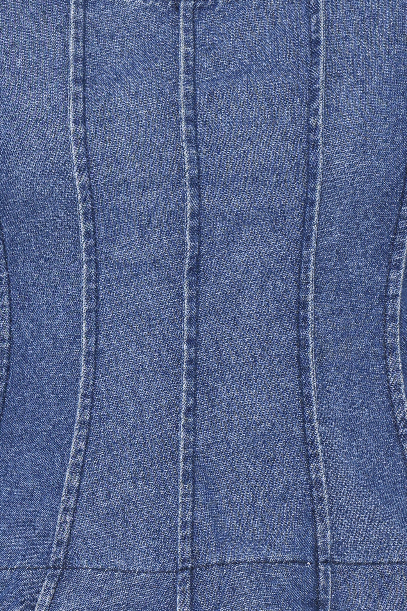 Saylor Denim Peplum Top - Blue Medium Wash