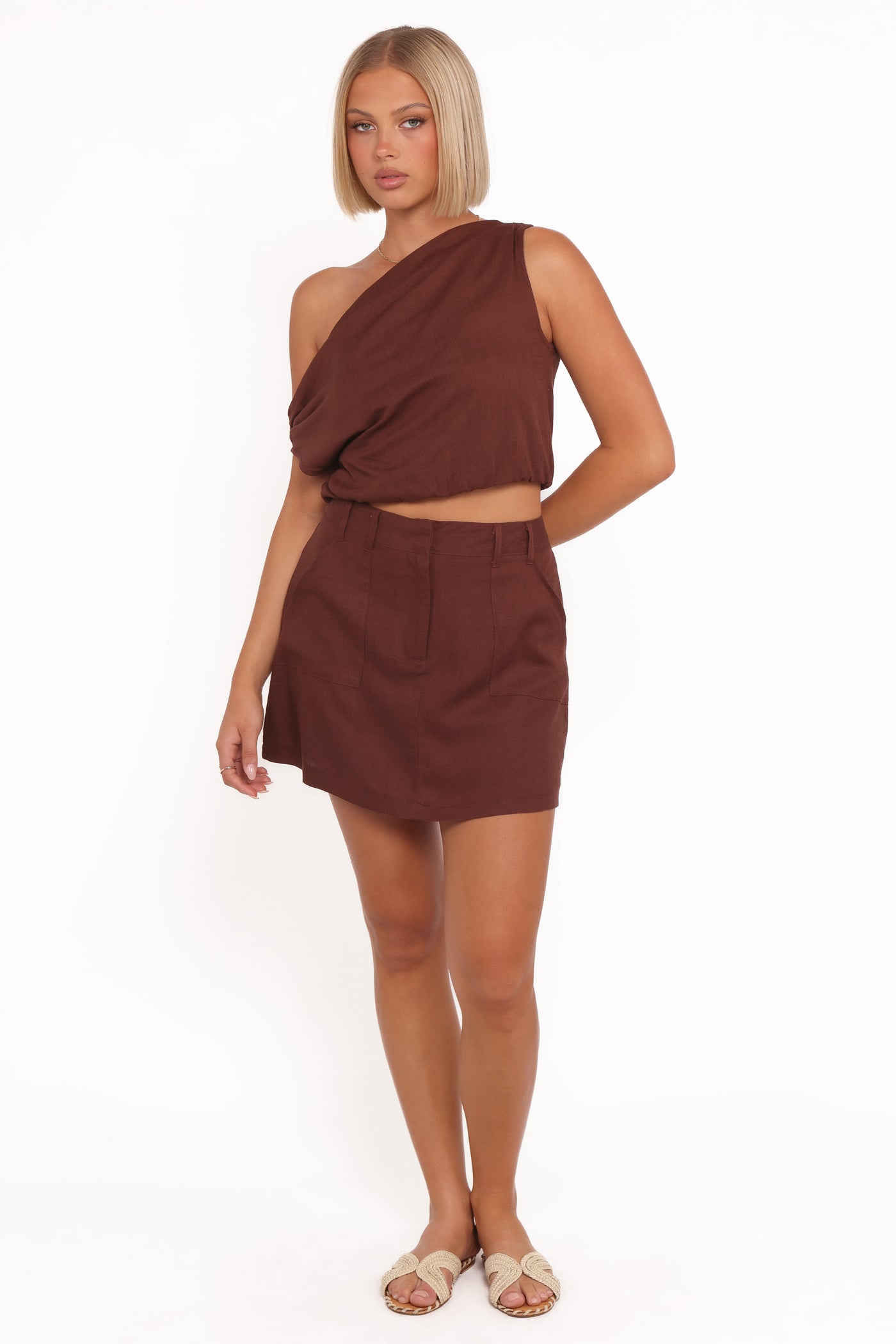 Shaw Off Shoulder Top - Chocolate Brown