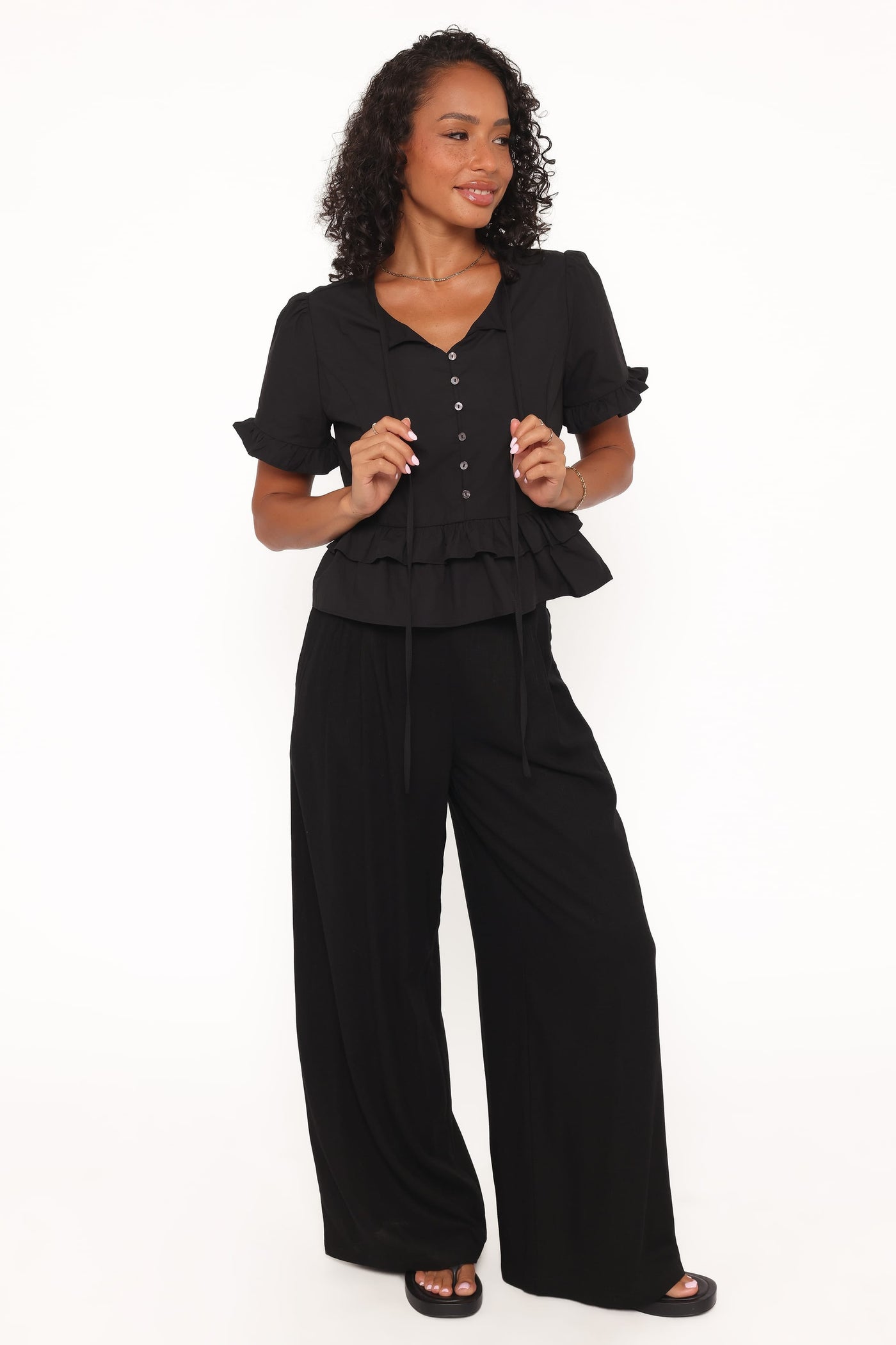 Sorcha Peplum Top - Black