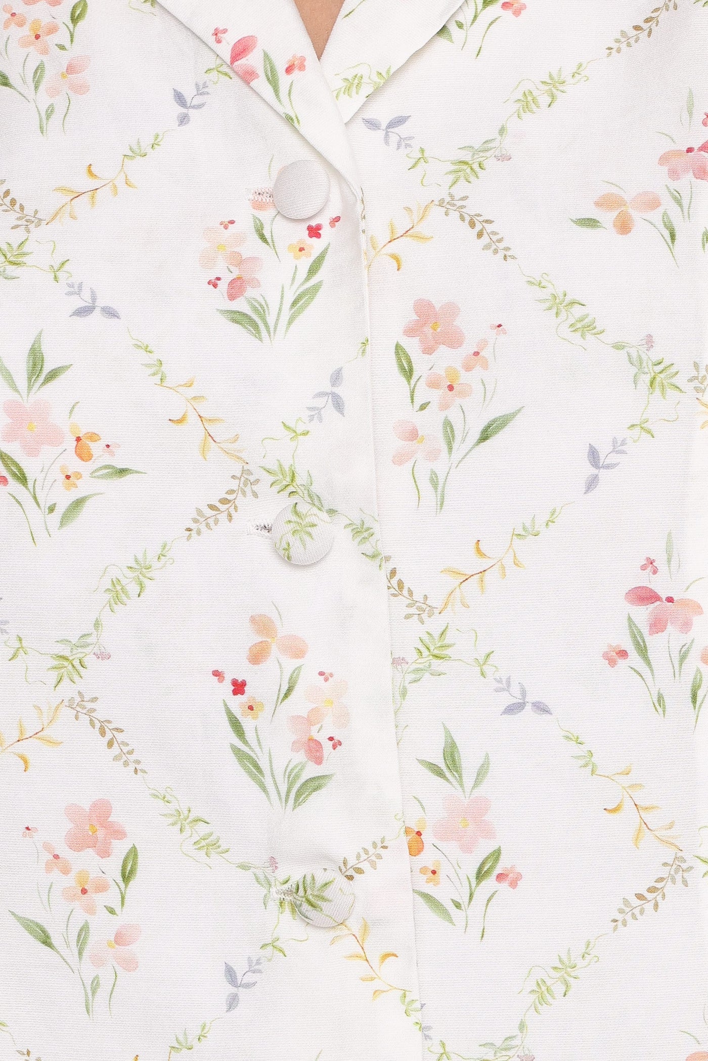 Steele Button Front Top - White Vintage Floral