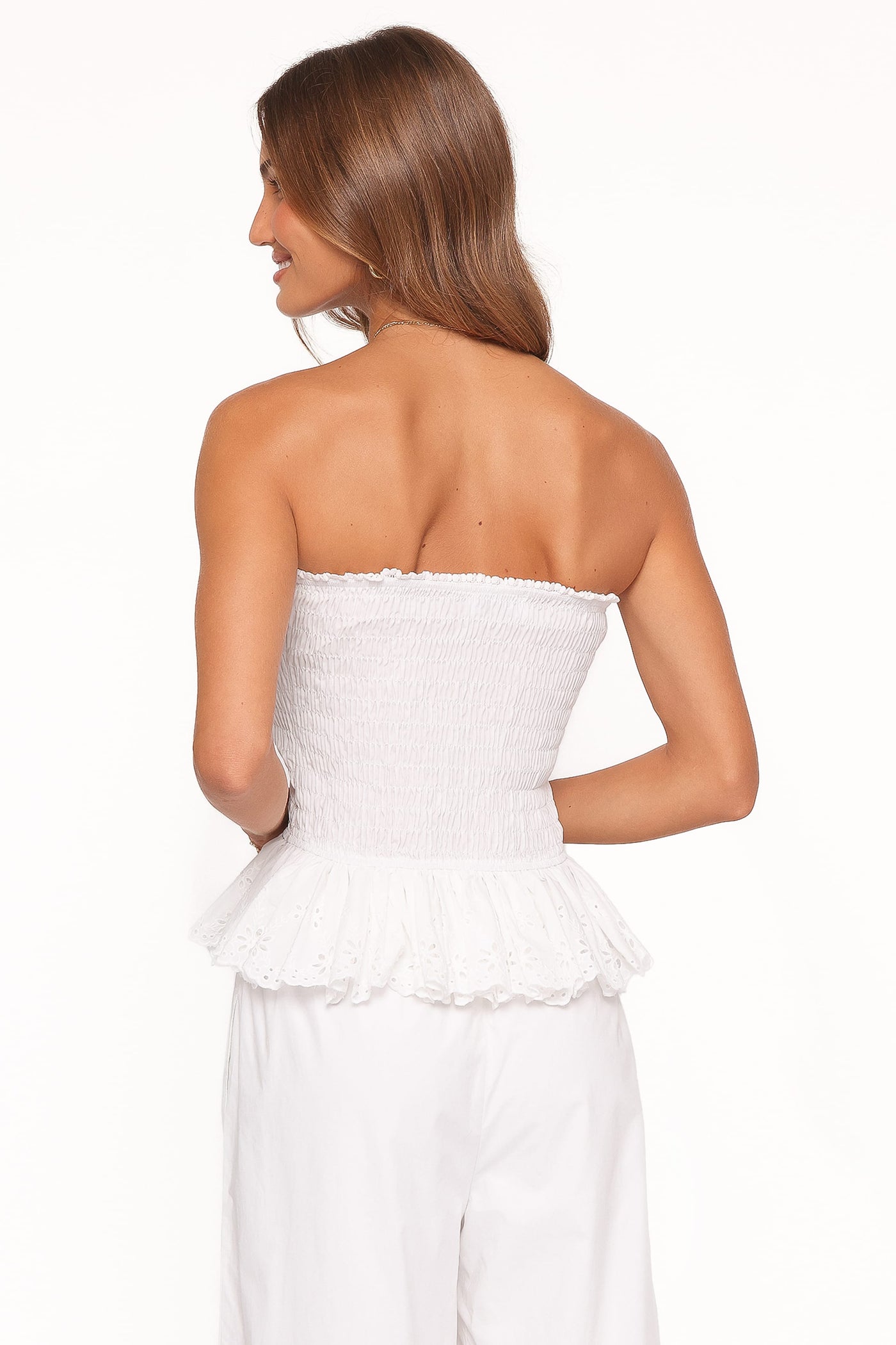 Stori Shirred Top - White Broderie