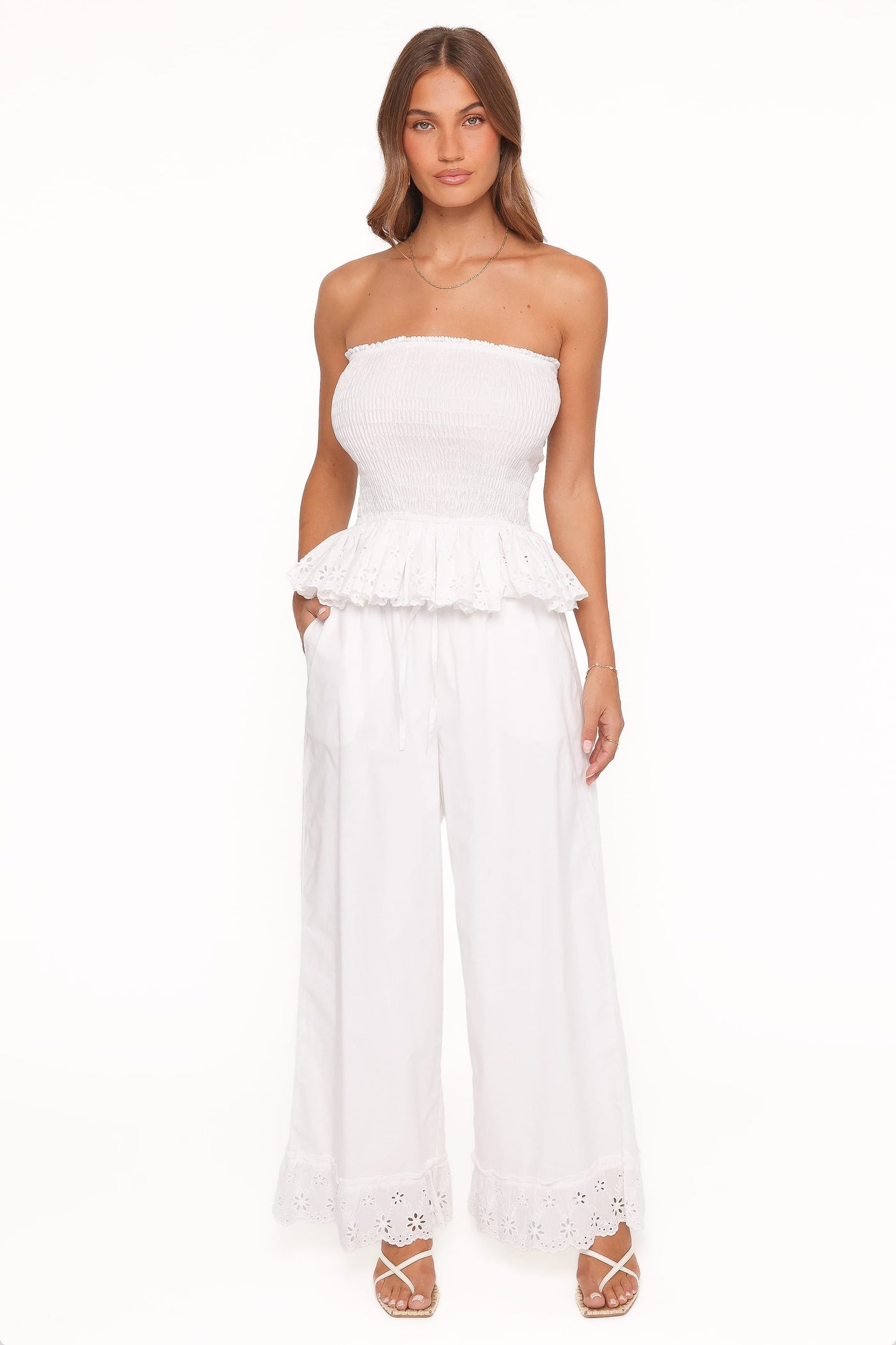 Stori Shirred Top - White Broderie