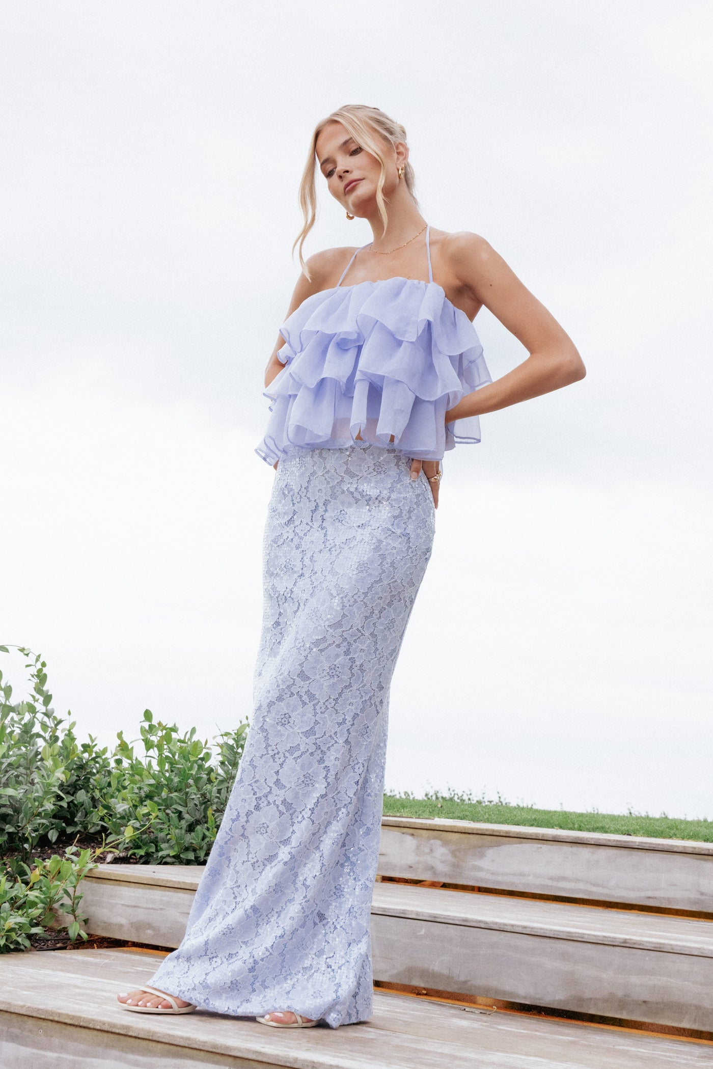 Taelya Flounce Top - Blue