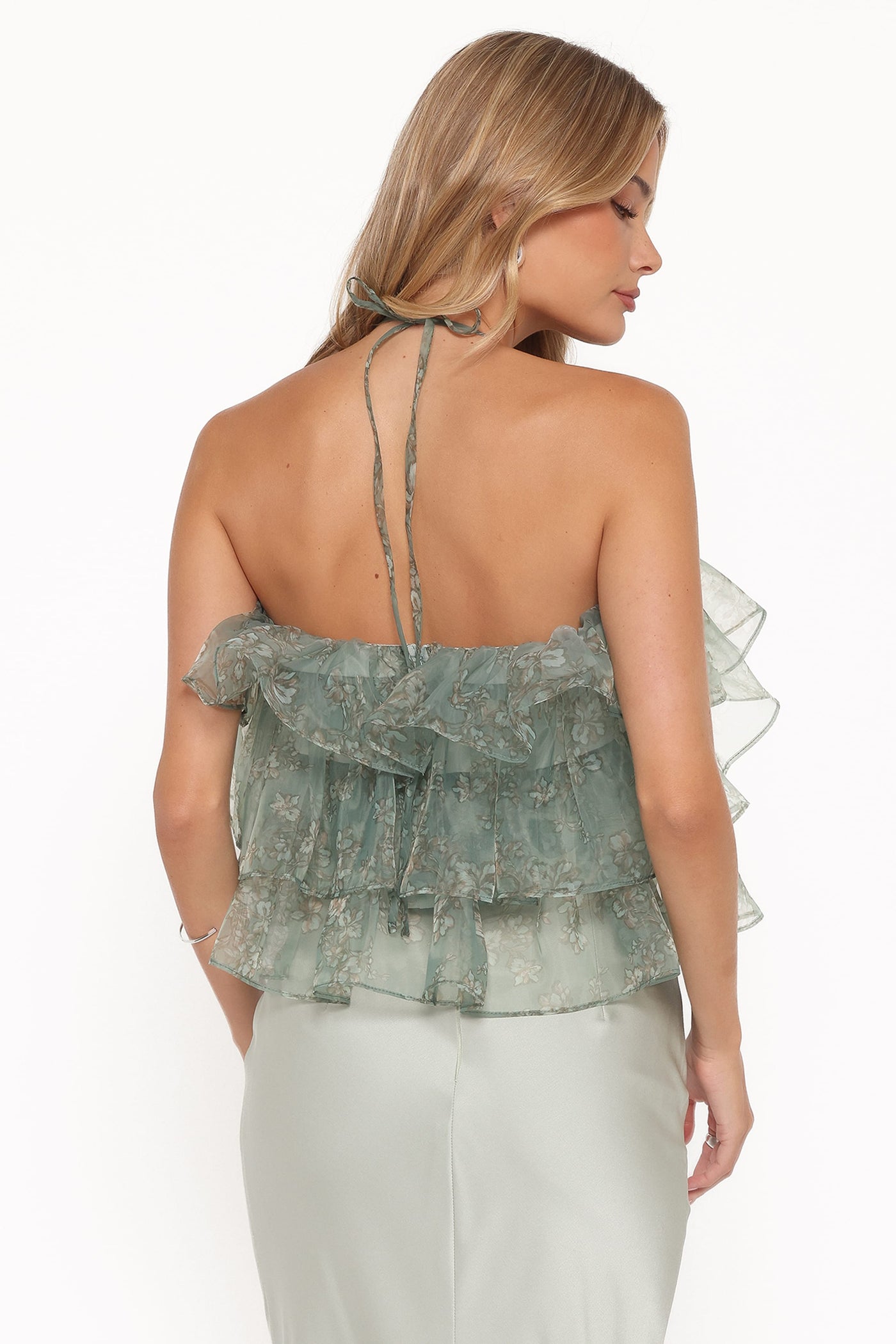 Taelya Flounce Top - Mint Green Floral