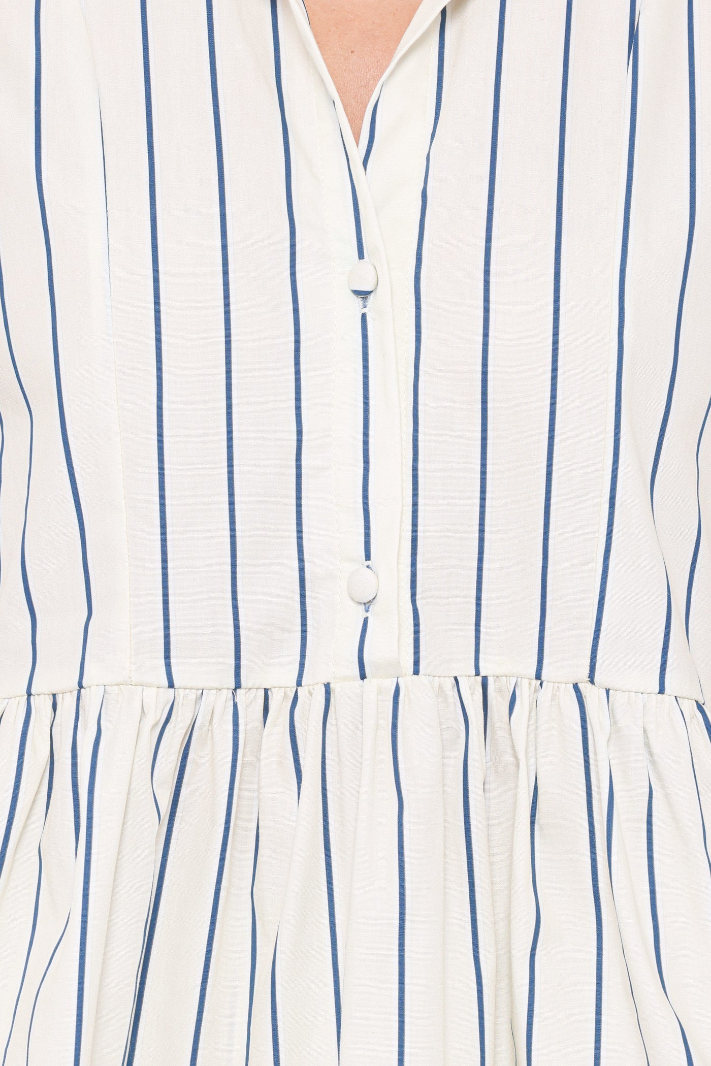 Thomas Short Sleeve Peplum Top - Yellow/Blue Stripe