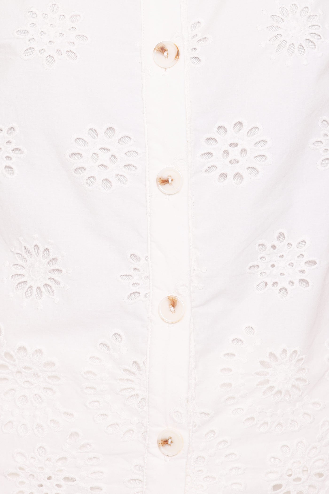Winny Button Front Top - White Broderie