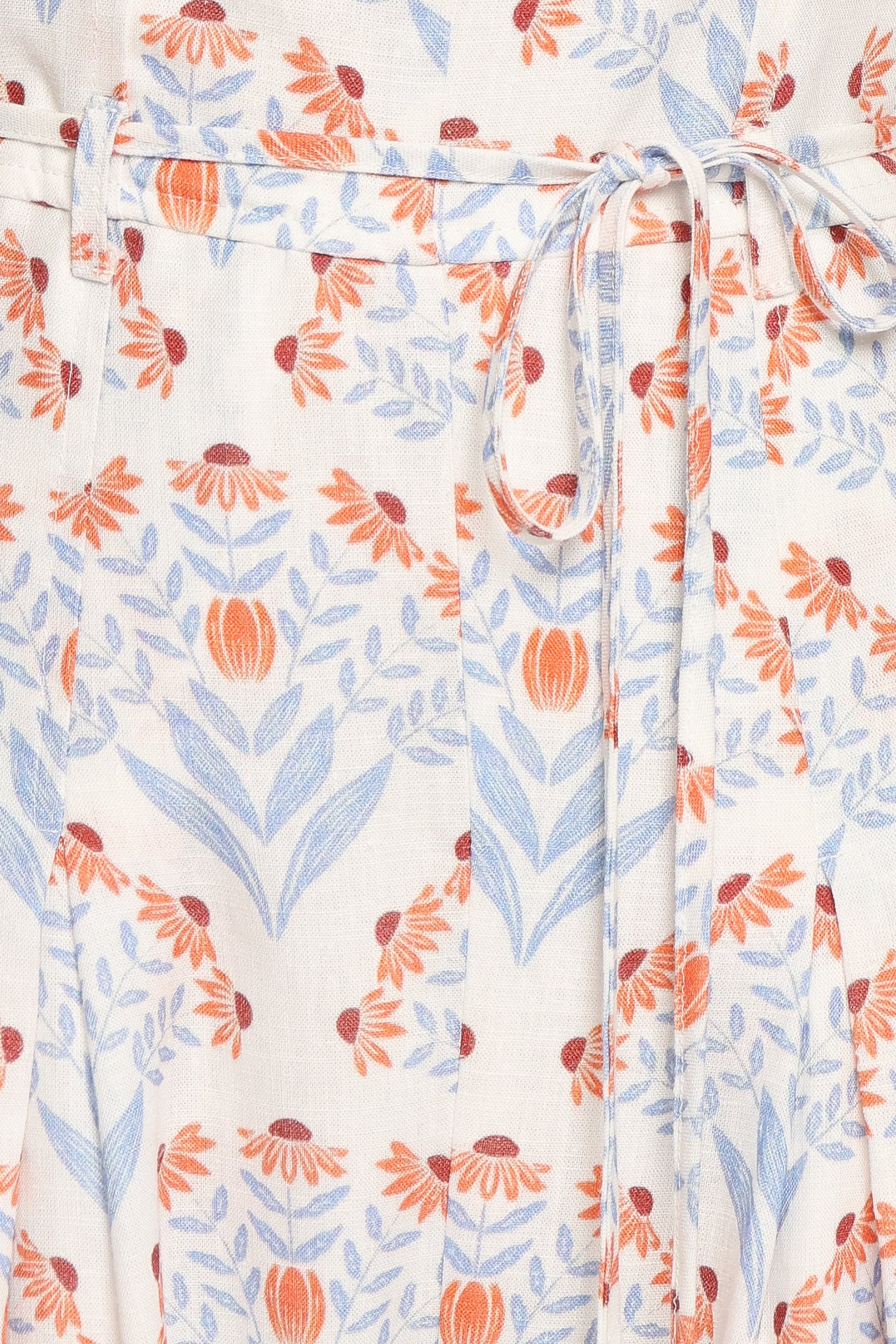 Calliope Tie Waist Jumpsuit - White Blue