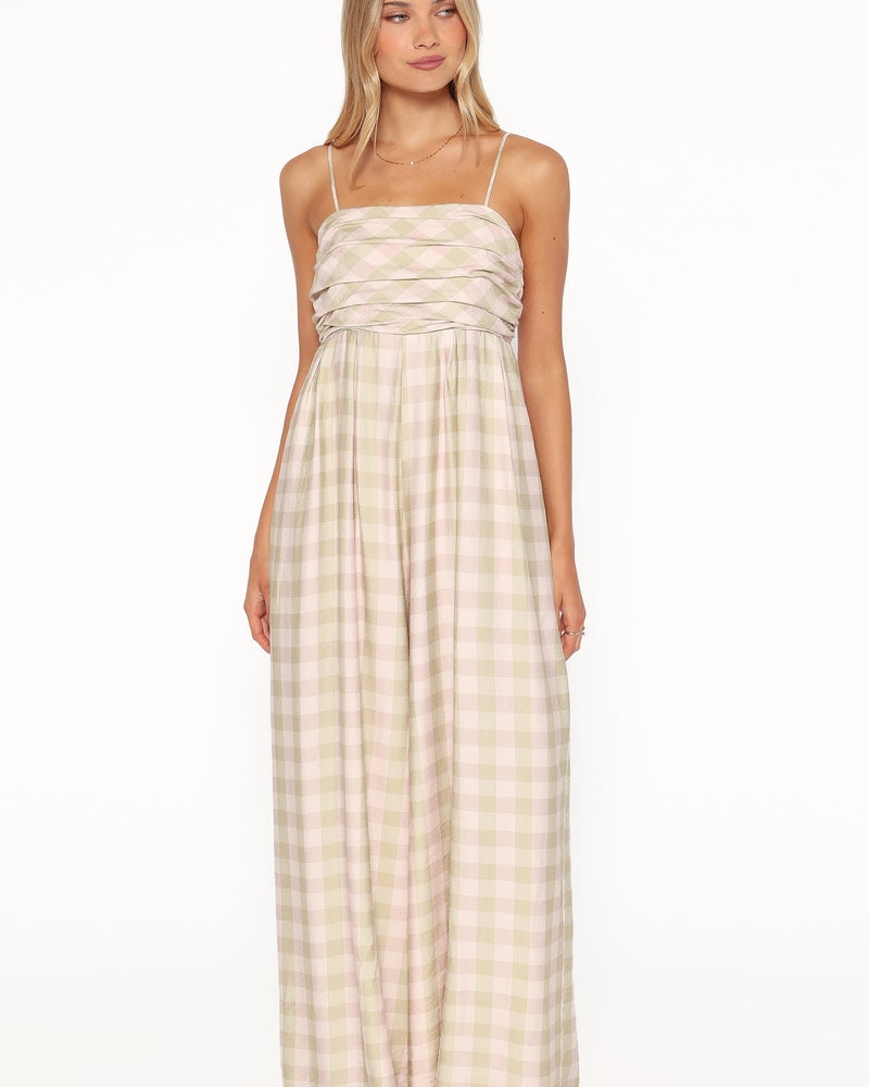 Pricilla Jumpsuit - Green/Pink Gingham