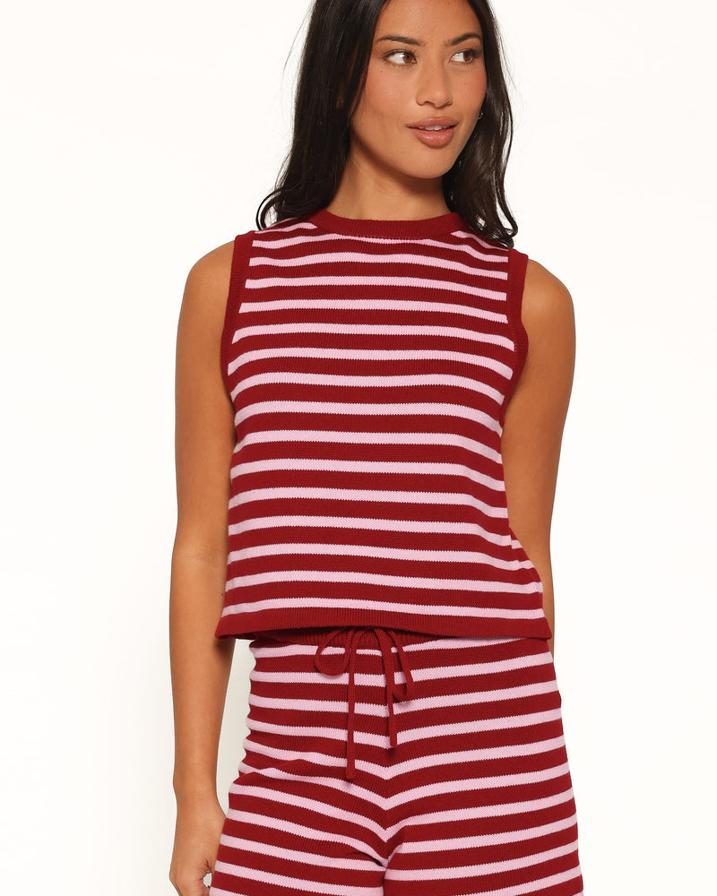 Ilona Knit Set - Burg/Pink Stripe
