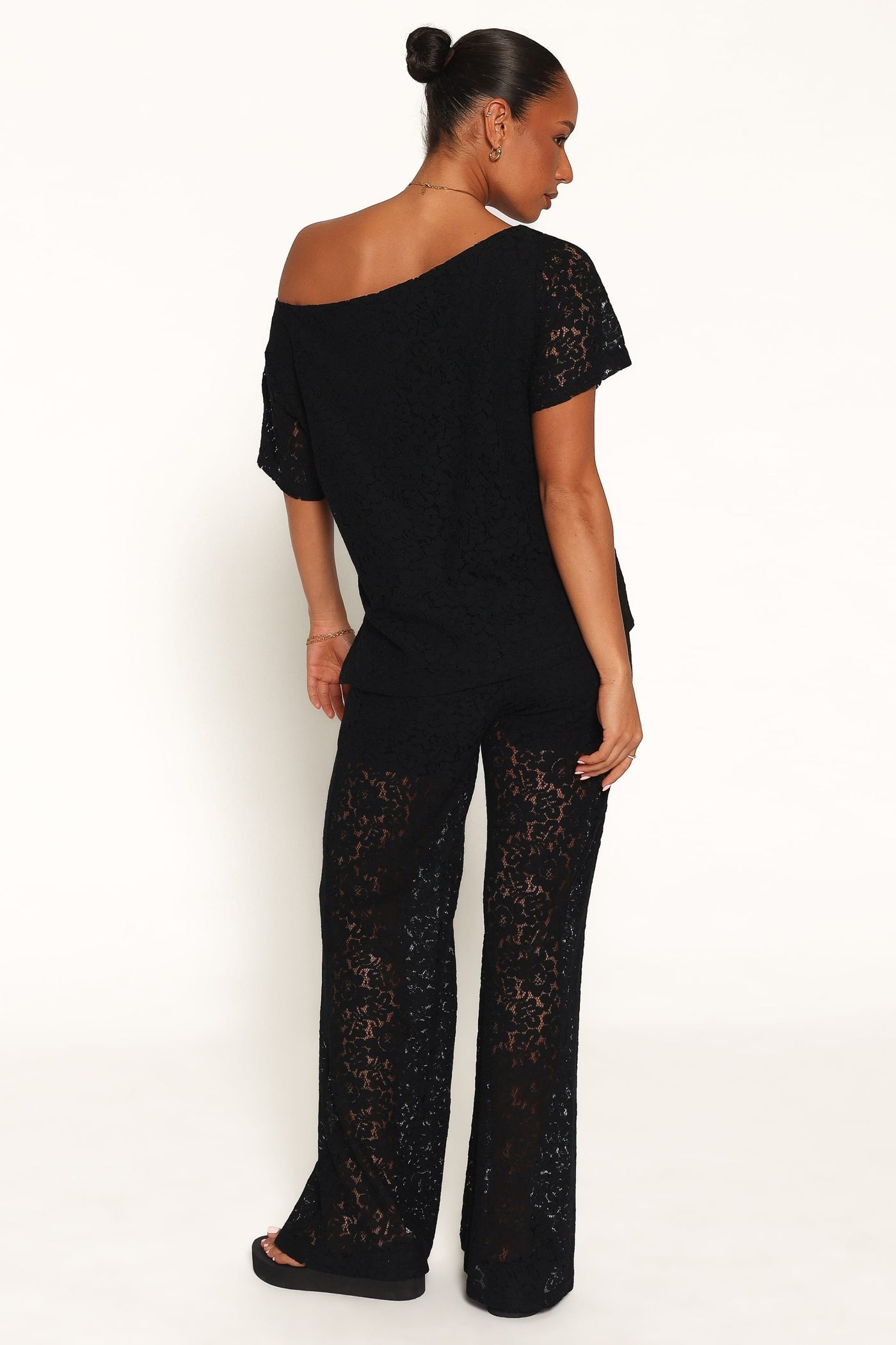Tucker Lace Pant Set - Black