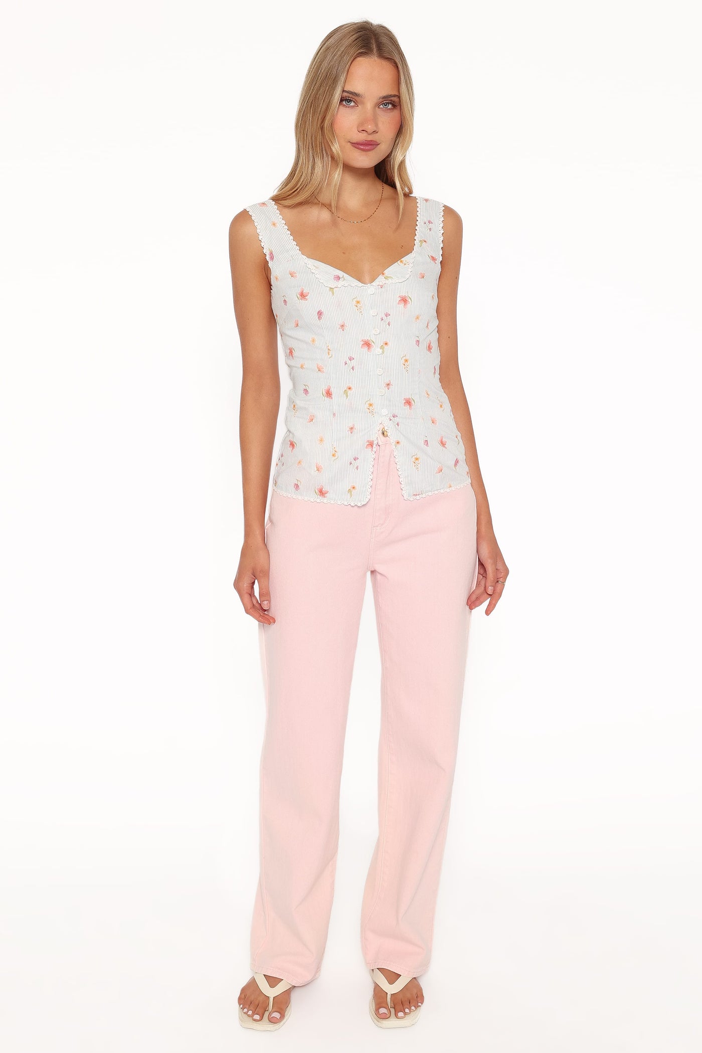 Ana Top - Blue Garden Stripe