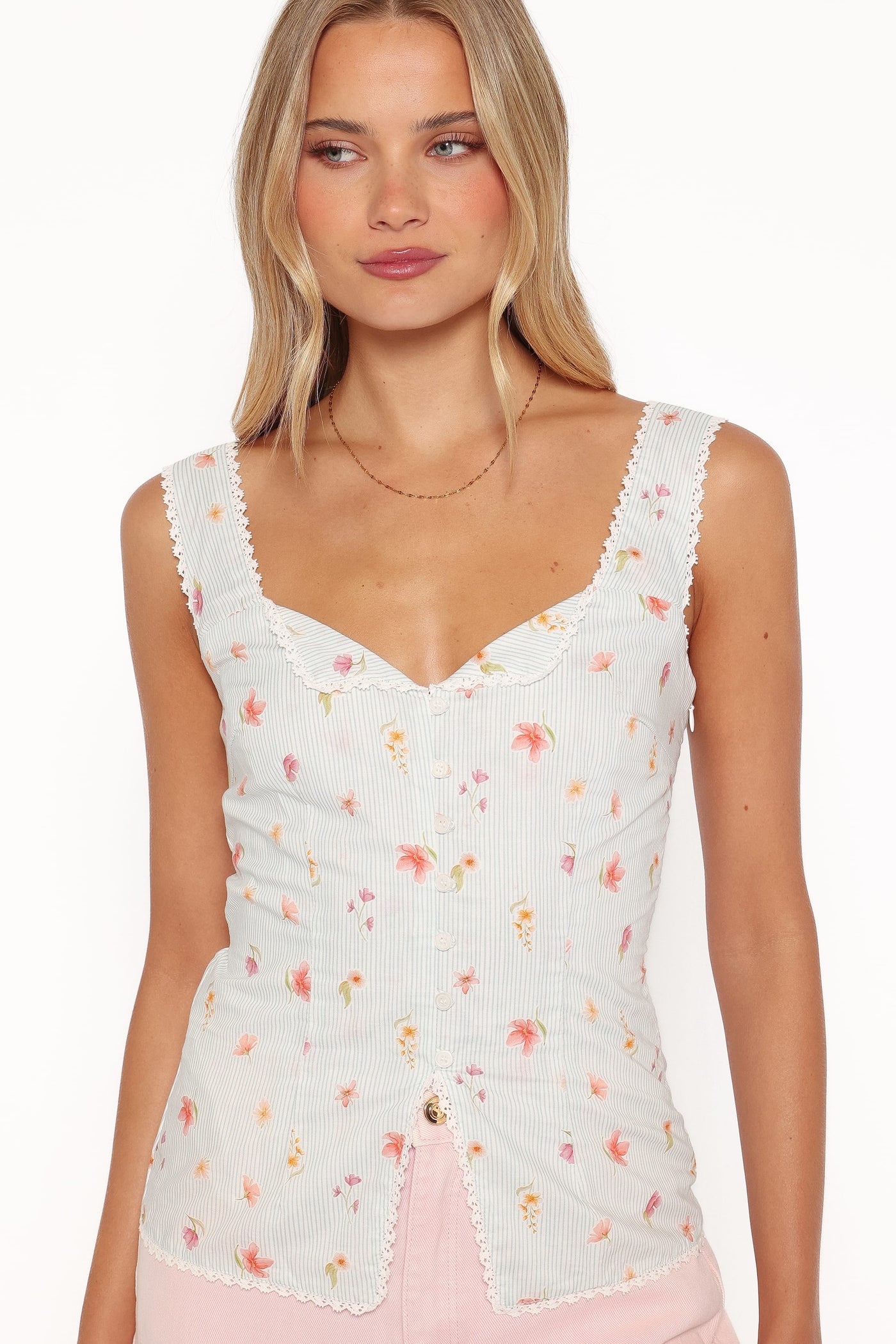 Ana Top - Blue Garden Stripe