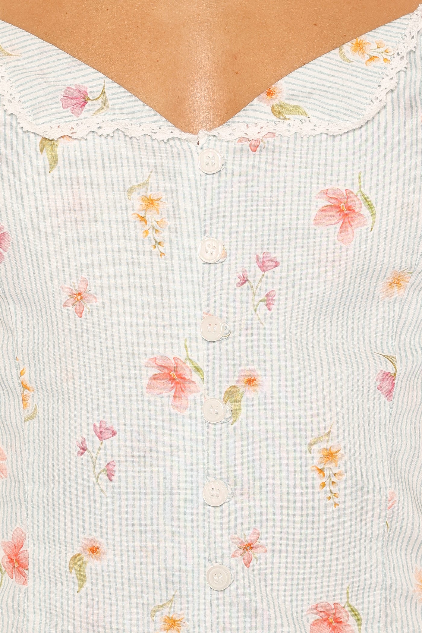 Ana Top - Blue Garden Stripe