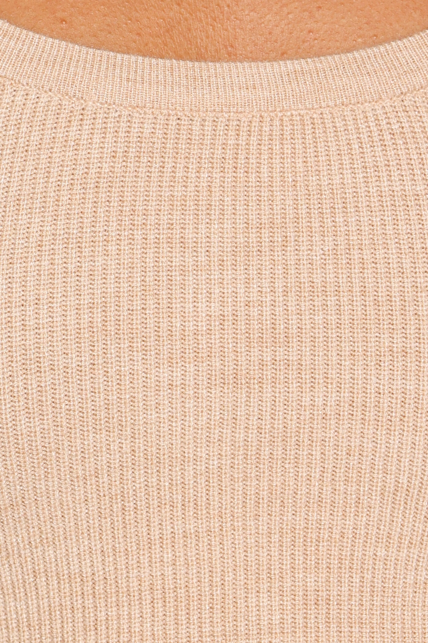 Berenice Ruffle Hem Knitted Top - Beige