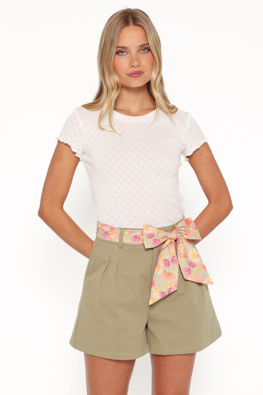 Darla Pointelle Baby Tee - White