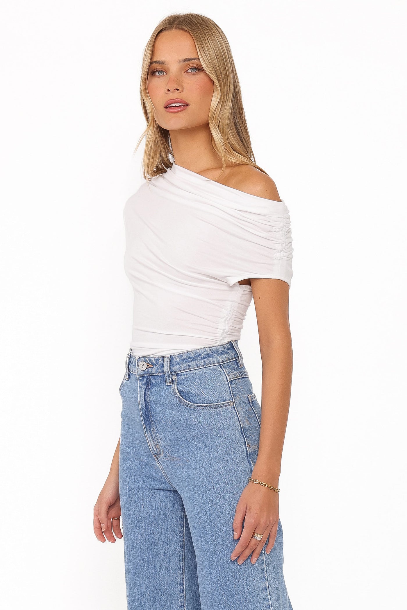 Jacki Asymmetric Top - White