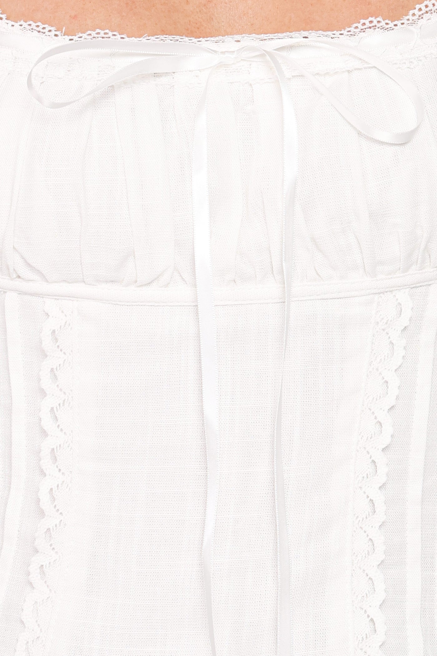 Lany Lace Trim Flutter Top - White
