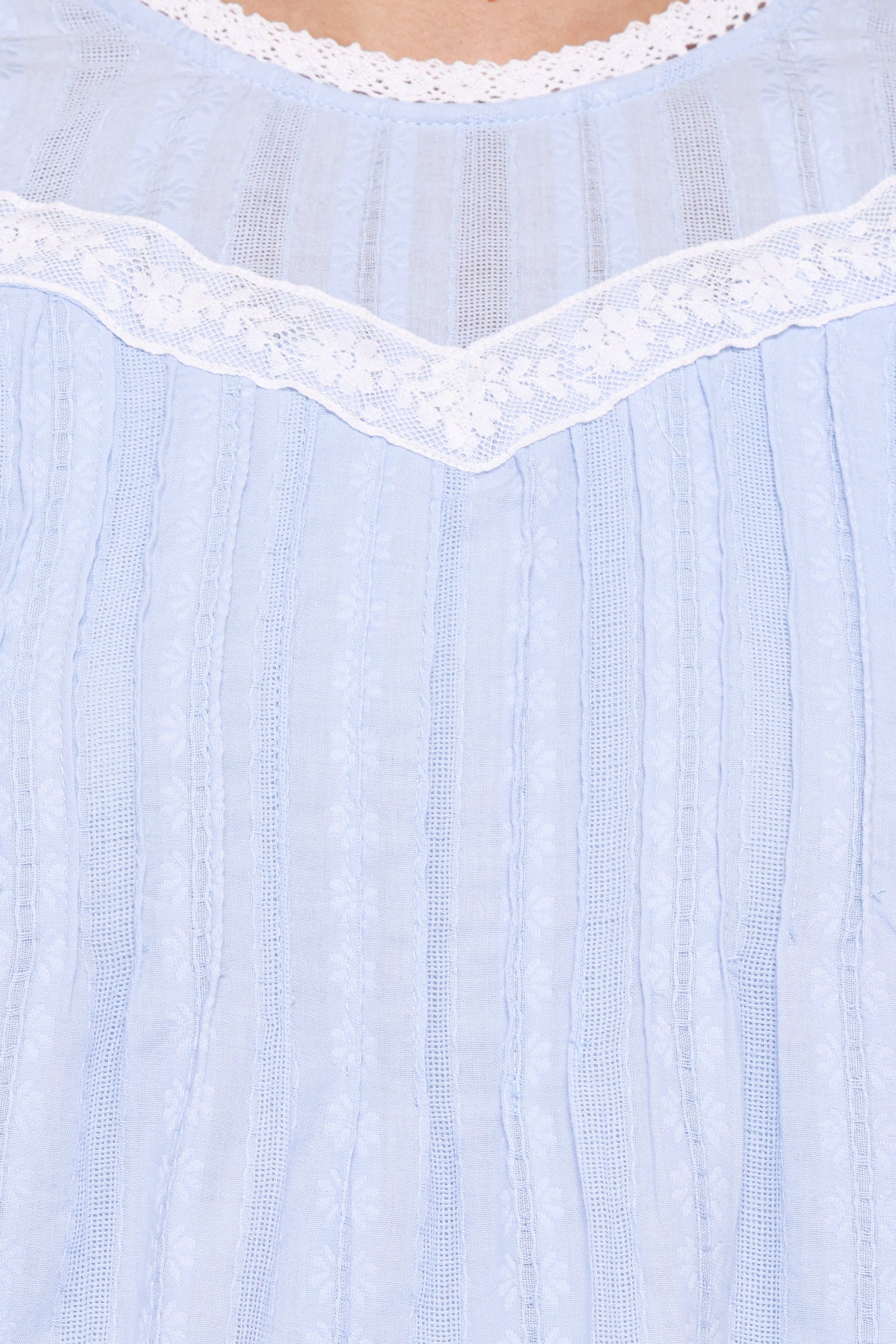 Laoise Lace Inset Ruffle Top - Light Blue